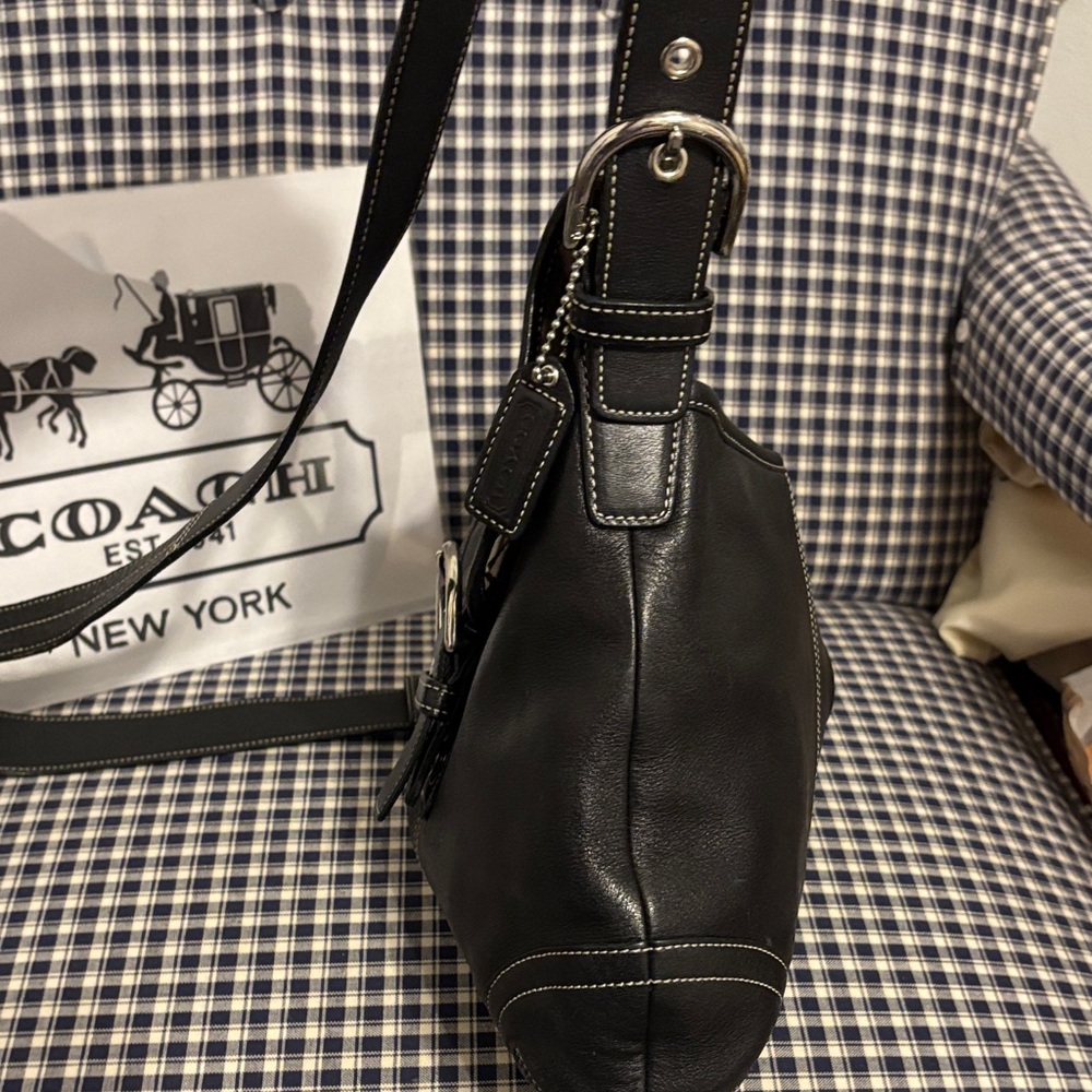 Coach SoHo vintage Black Leather saddle messenger flap Bag - Picture 6 of 14